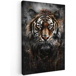 LEINWANDBILD Tiger - Tiere - Porträt - Luxus - Schwarz Wanddeko 40x60 cm