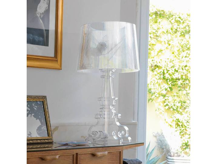 Kartell Designer Tischlampe Bourgie, dimmbar, klar / transparent, für Wohn- / Esszimmer, Kunststoff, Design, Tischlampe