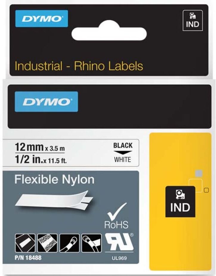 NWL Schriftbandkassette Band ID1 Nylon 12mm 3,5m schwarz auf weiß (18488)