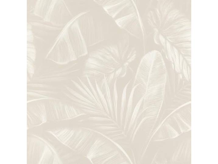 home style Tapete 286595 - Beige Papiertapete mit großen Palmenblättern in Weiß; Dschungeltapete - 10,05m x 0,53m
