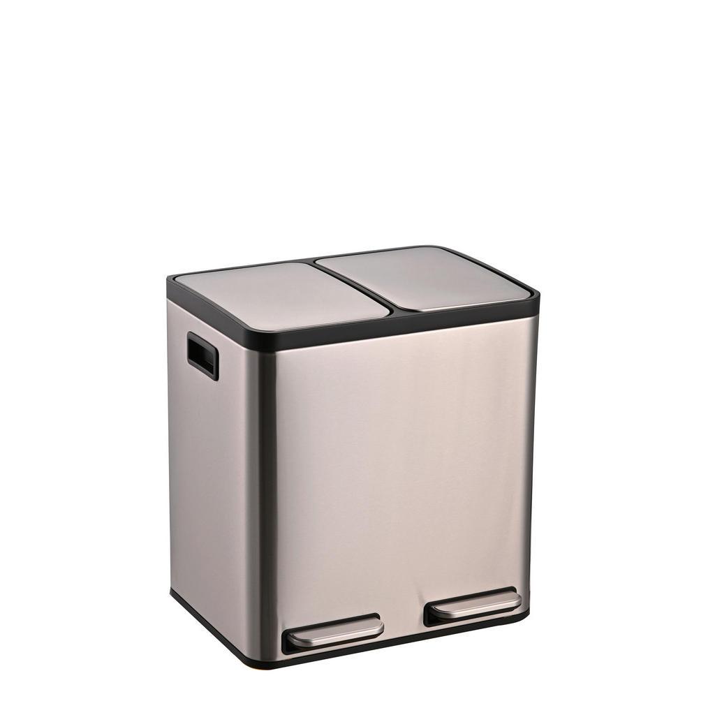 P & B Abfalleimer , Silberfarben , Kunststoff , 30 l , 41.5x44x34.5 cm , Haushalt & Reinigung, Reinigung, Eimer & Abfallsysteme