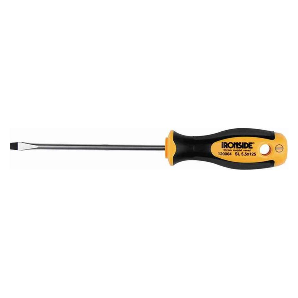 Ironside 120004 Werkstattschraubendreher FL.5,5x1252-Komponenten-Griff Chrom-Vanadium-Stahl (Schlitz) (120004)