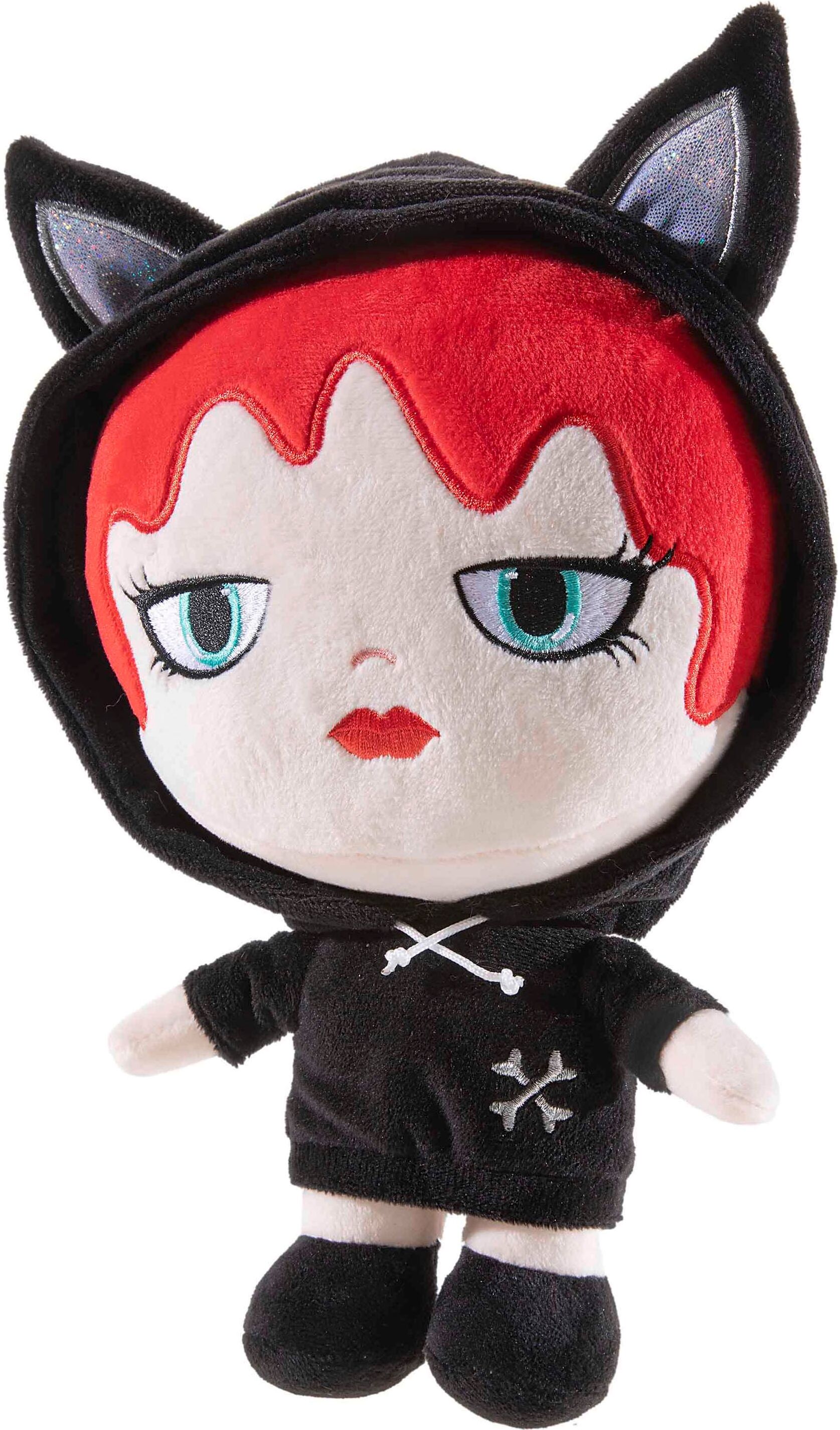 Stoffpuppe HEUNEC "Poupetta, Gothic Rotschopf", schwarz, Puppen, Kinder, Stoffpuppe