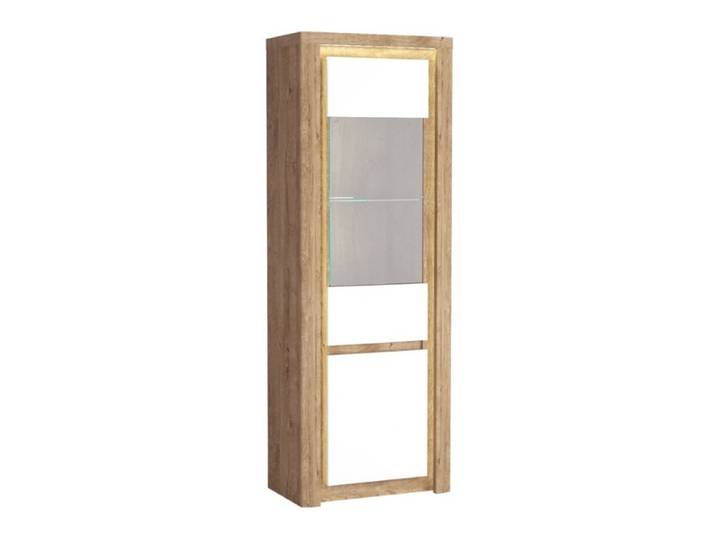 Feldmann-Wohnen Vitrine Livinio (Spanplatte/MDF/HPL/Glas, 1-St., Vitrine mit Glaseinsatz) 71x41x197cm Ribbeck Eiche / weiß Hochglanz