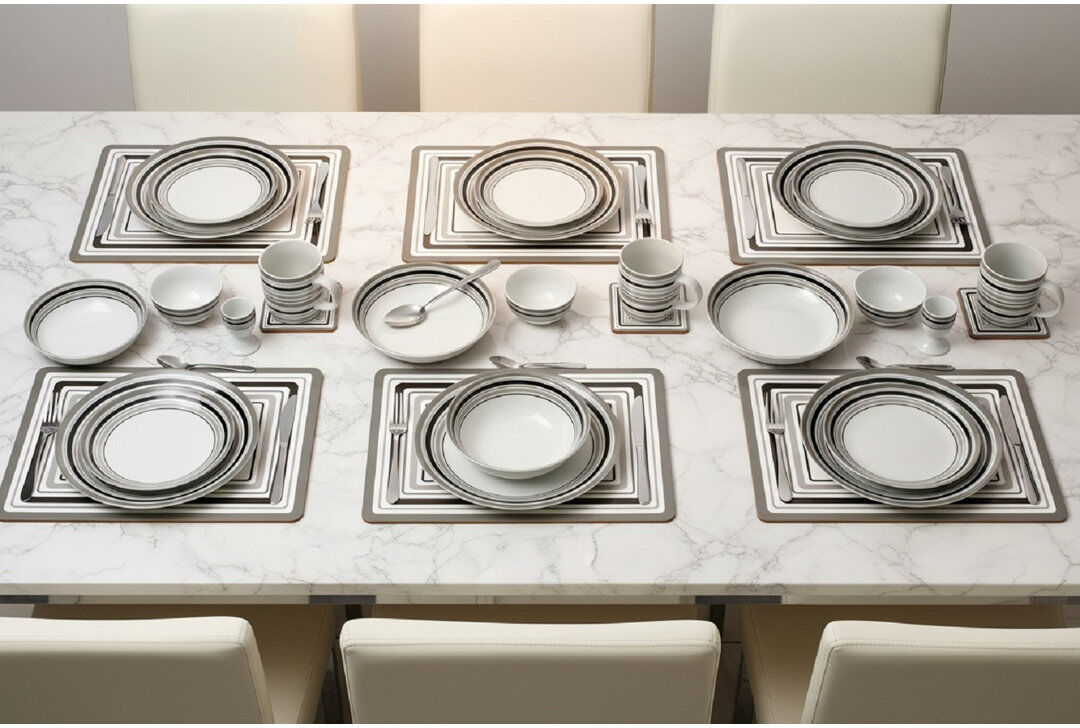 Waterside 80pc Grey Brompton Porcelain & Cutlery Combo Dinner Set Grey;White 80