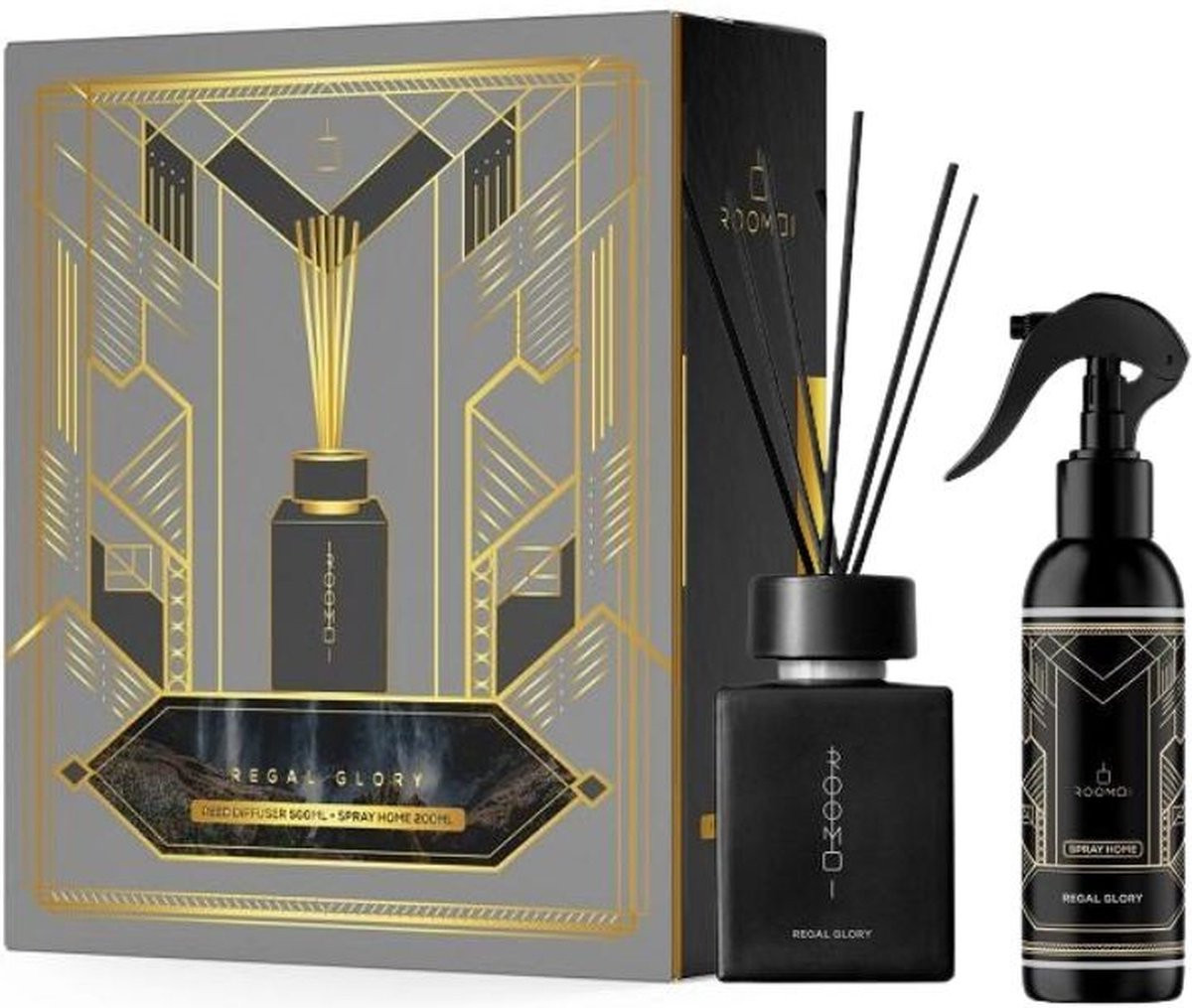 ROOMOI Cadeauset Regal Glory met 500ml Geurstokjes en 200ml Geurspray