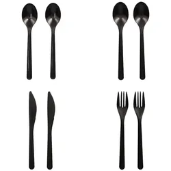 4000 tlg. Mehrweg-Besteckset Bio-PP, schwarz: 1000 Kaffeelöffel, 1000 Löffel, 1000 Messer, 1000 Gabel