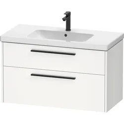 Duravit D-Code Möbel-Set, Möbelwaschtisch mit Waschtischunterbau wandhängend, 984x460x555mm, DC02940BD180000, Farbe: Korpus Weiß Matt, Griff Diamantschwarz Matt