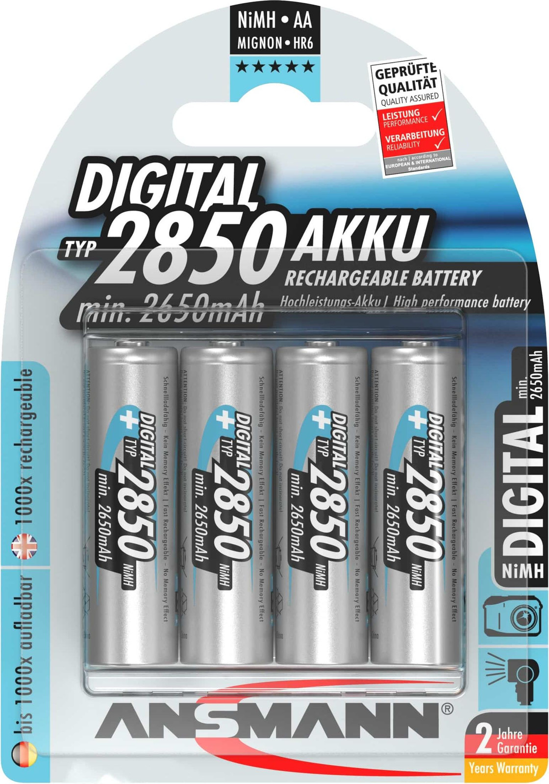 Ansmann NiMH batterij Mignon AA 2850 2650 mAh
