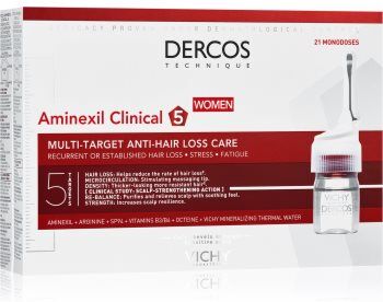 Vichy Dercos Aminexil Clinical 5 tratamento local para a queda de cabelo para mulheres 21x6 ml. Dercos Aminexil Clinical 5