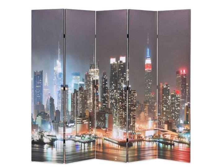 vidaXL Raumteiler Raumteiler klappbar 200 x 170 cm New York bei Nacht, 1-tlg., Raumteiler klappbar 200x170cm New York bei Nacht Paravent Trennwand