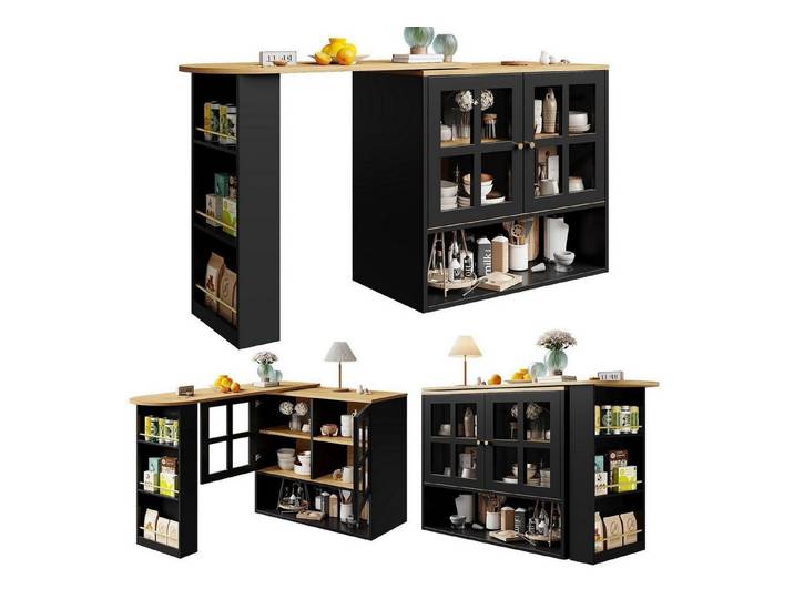 LuxusKollektion Stehtisch Essbar 360° drehbar mit Glas Schwarz (1-St)
