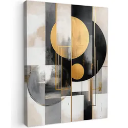 LEINWANDBILD Abstrakt - Gold - Silber - Formen - Ästhetisch - Modern Room Decor 30x40 cm