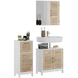 Vicco, Badmöbelset, Badmöbel-Set Looma, Weiss/Eiche/Weiss, 3 Teile
