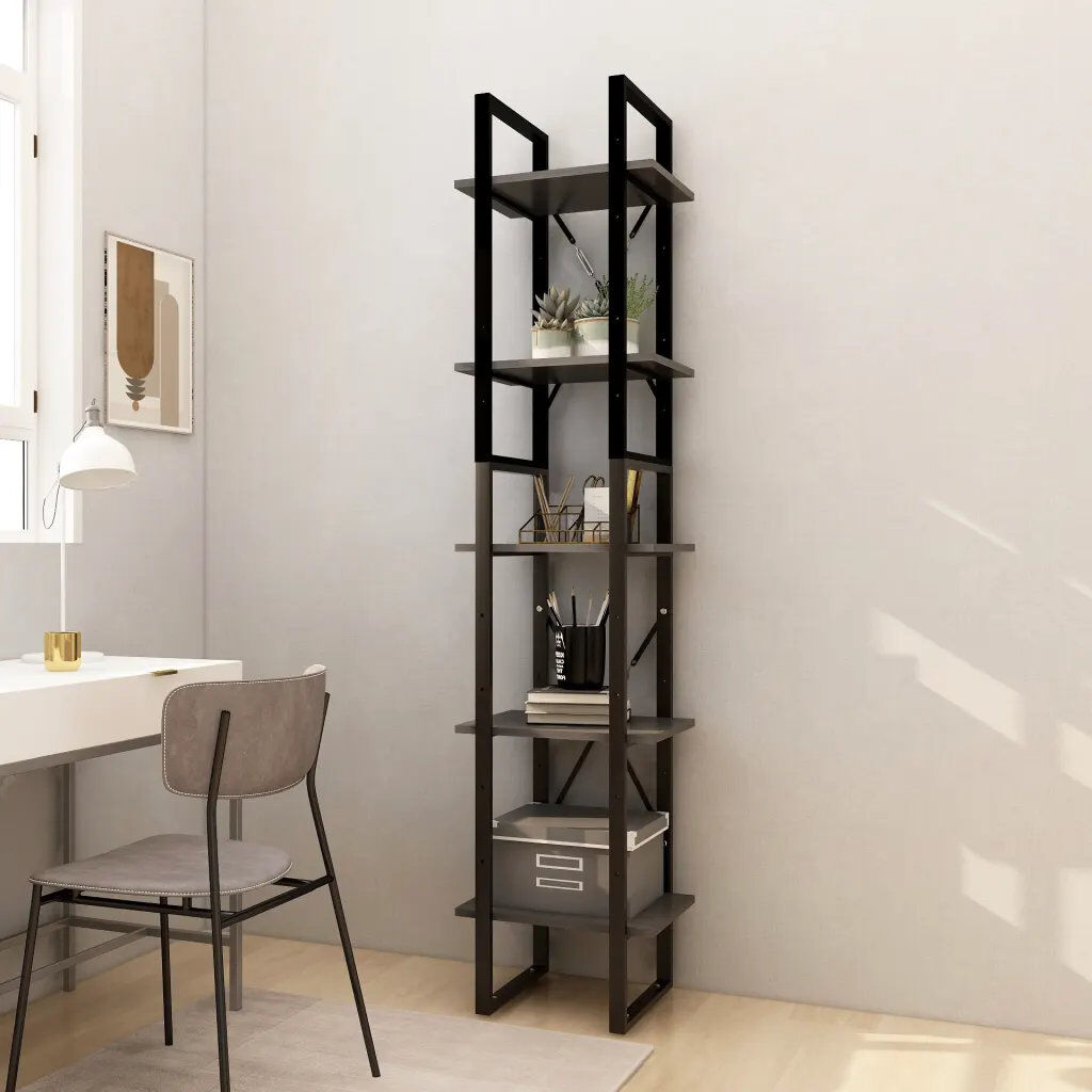 17 Stories Hars 175 cm H Etagere Bookcase Grey 175cm H x 40cm W x 30cm D