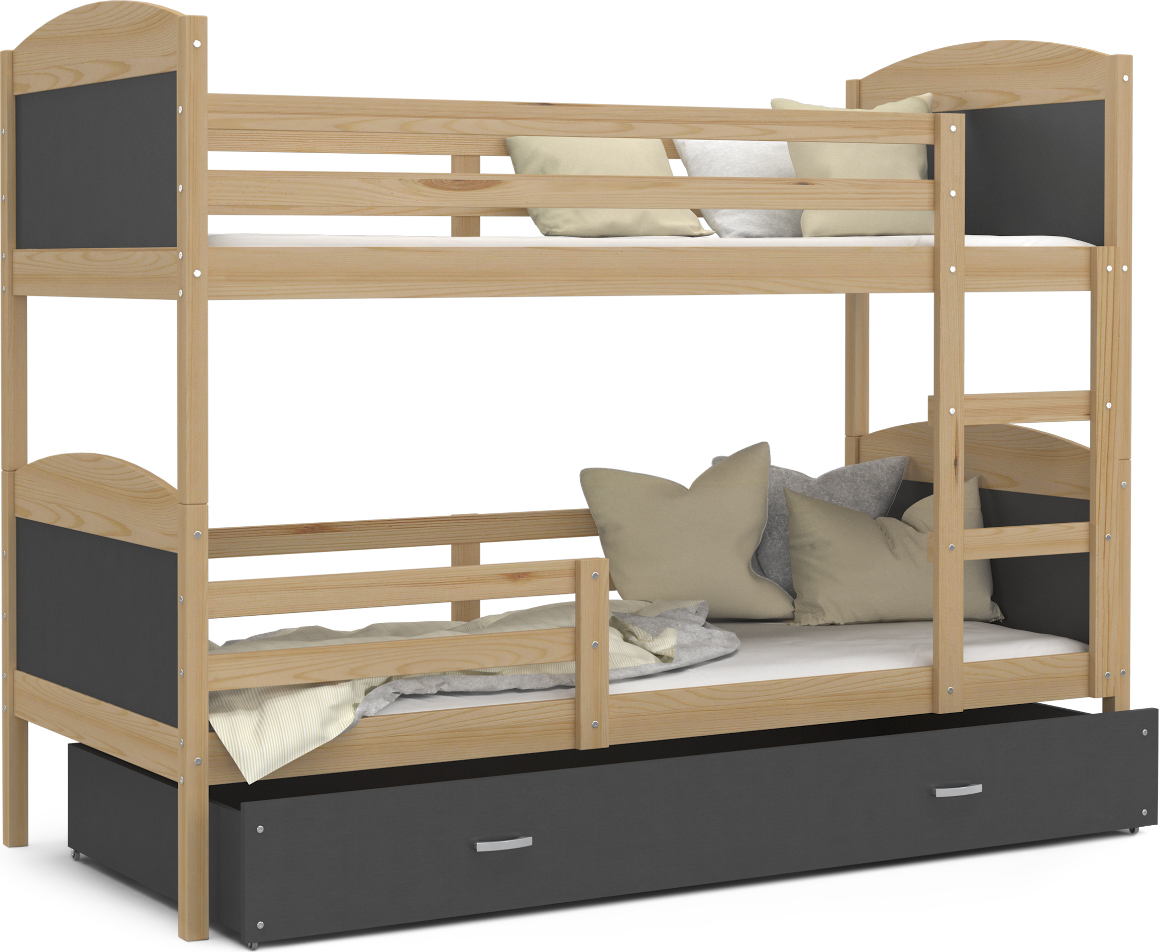 Etagenbett hochbett kinderzimmer kinderbetten jugendzimmer 160x80 kiefer grau