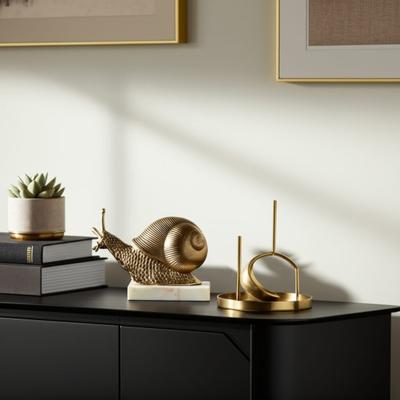 Sagebrook Home "Metal Snail Sculpture on Marble Base Figurine Accent - 7"" Gold - 9.5"" x 4"" x 6.5"""
