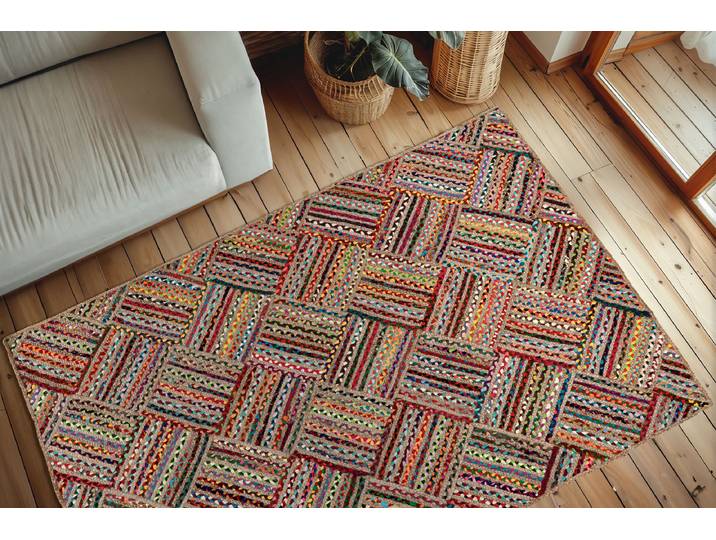 Kurzflorteppich Tulum 355 Multicolor 160 x 230cm Baumwollstoff