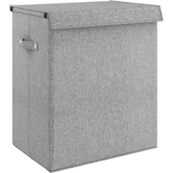vidaXL Faltbarer Wäschekorb Grau 51x34,5x59 cm Leinenimitat Stoff