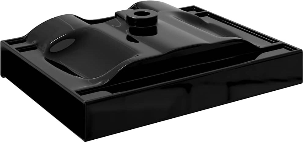 vidaXL Vasque à poser en céramique noir perçage pour la robinetterie 60x46cm