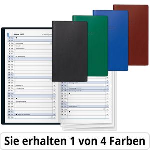 Brunnen Taschenkalender Modell 748, Jahr 2027, 1 Monat auf 1 Seite, Kunststoffhülle, A6