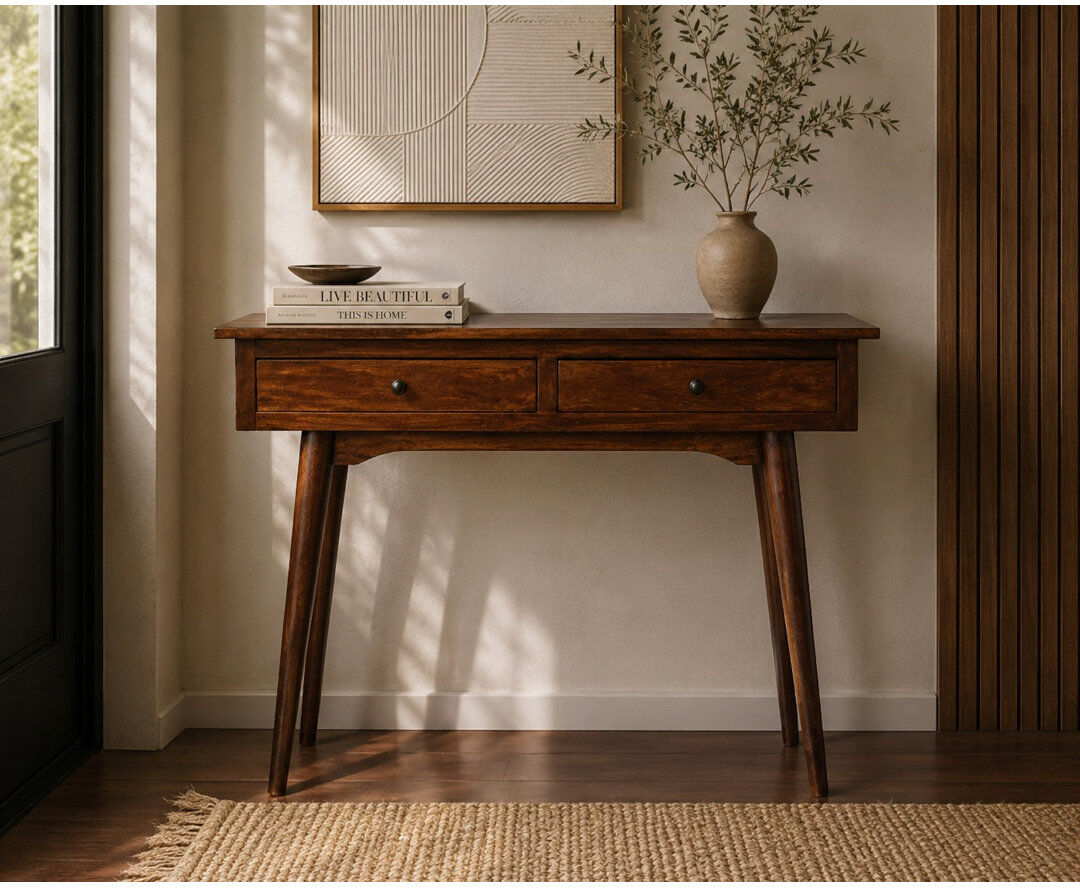 Union Rustic Berteau 70cm Solid Wood Console Table Chestnut 30.7" H x 35.4" W x 15.7" D