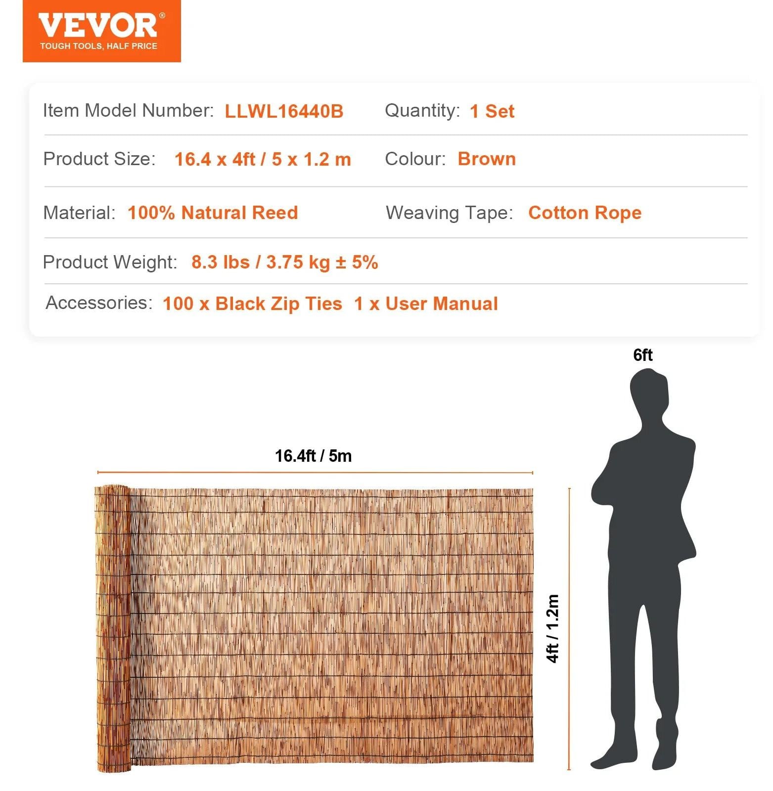 Selius Natural Reed Fencing Balcony Reed Fence Roll voor Buiten en Tuin 1 x 4 m