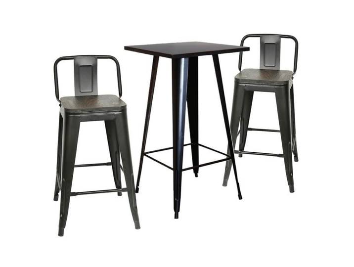 ERROLVES Lot de 4 Tabouret de bar haut Noir Empilable Style industriel vintage Convient pour l'intérieur et l'extérieur