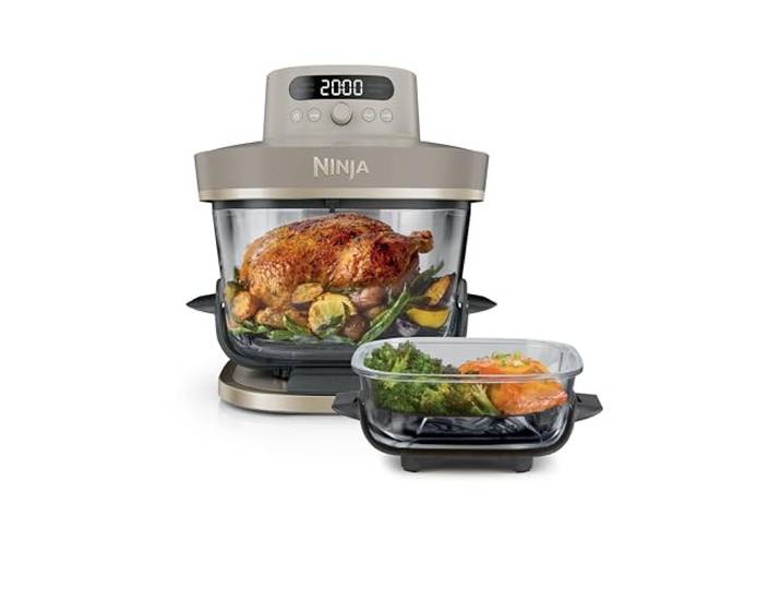 Ninja CRISPi PRO XL Glas-Heißluftfritteuse, 5 Funktionen, Stone Gold Voreingestellte Zubereitungsfunktionen, CleanCrisp-Glasbehälter (5,7 l & 2,3 l) - AS090EUSD