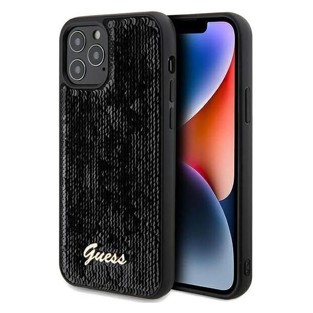 Guess GUHCP12MPSFDGSK iPhone 12/12 Pro 6.1" czarny/black hardcase Sequin Script Metal (Apple iPhone 12, Apple iPhone 12 Pro) (GUHCP12MPSFDGSK)