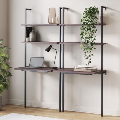 Nathan James Theo 2-Shelf Industrial Wall Mount Ladder Desk, Small Computer or Writing Desk