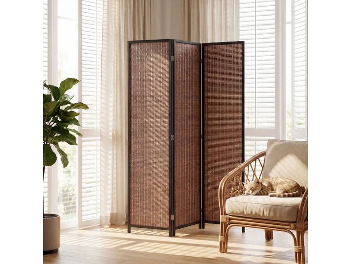 HOMCOM Paravent Bois Pliable 3 Panneaux 135x180cm Marron