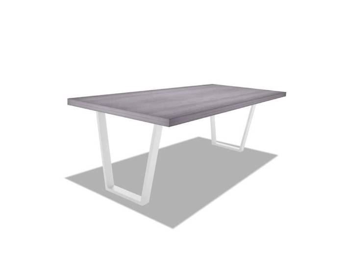 Table de salle à manger - FRANKYSTAR - 220x100 cm - Bois et métal - 8 places - Pieds trapézoïdaux