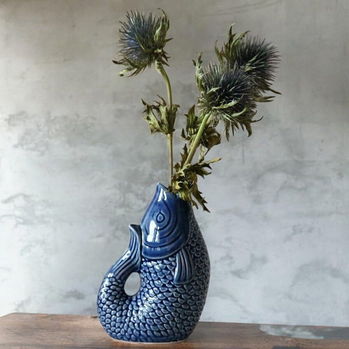 Decoratieve Visvormige Vaas van Keramiek - Blauw