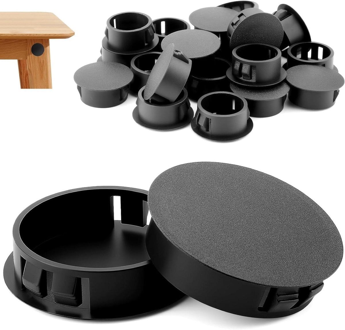 Afdekdoppen voor boorgaten - Zwart nylon - 22 mm