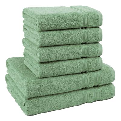 Handtuch Set HAMMETEX "6-teiliges Handtuch Set, 100% Baumwolle, Weich & Saugstark", grün (salbei), 6 Stk., Frottier, Frottier, Obermaterial: 100% Baumwolle, Handtuch-Sets, mit Bordüre, einfarbig, weich