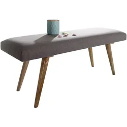 SITZBANK Stoff Massivholz Retro Stil gepolstert, Grau 38x117x51 cm
