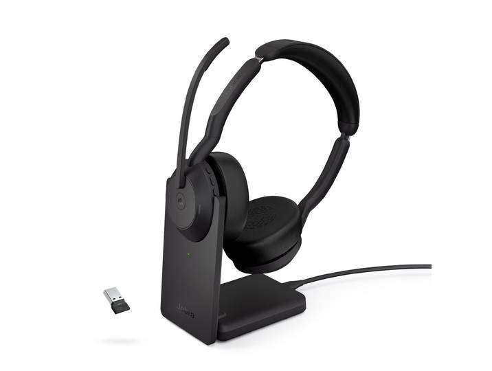 Jabra Evolve2 55 MS Duo Casque sans fil Bluetooth + Dongle USB-A + Station de charge