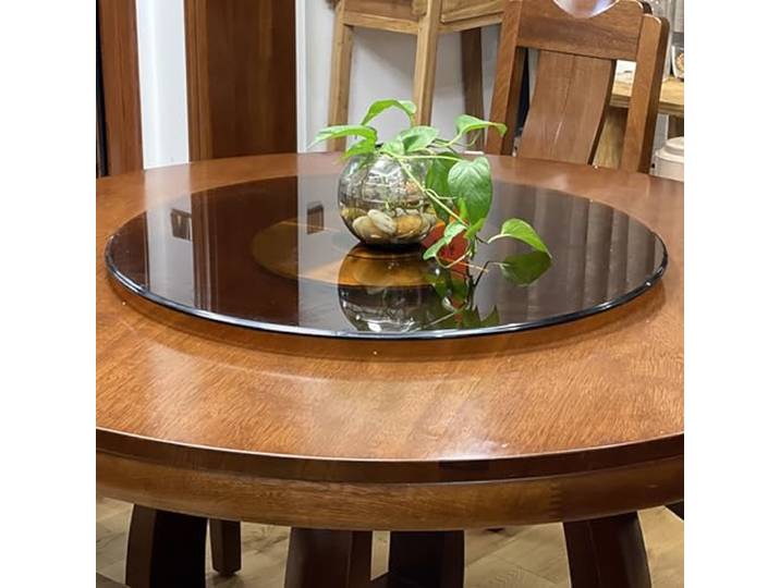 YCYRF Lazy Susan-Drehteller aus GehäRtetem Glas für Esstisch, GroßEr Runder Drehteller für KüChentische, Leise Und Sanft Drehend(60cm/24in)