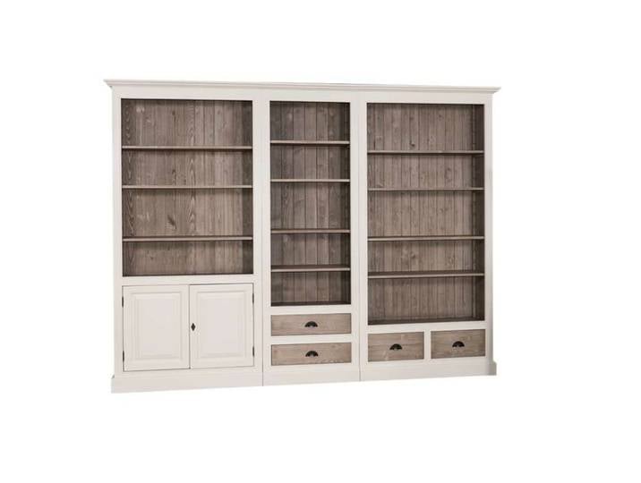 Massviholz Bücherwand, cremeweiß braun