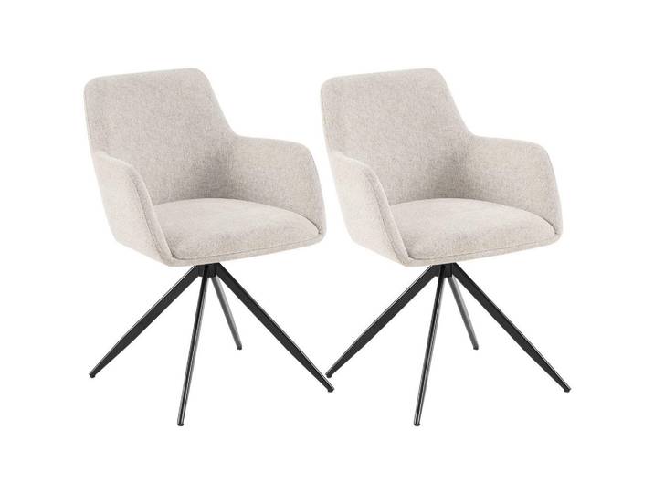 CLP Esszimmerstuhl 2er Set Stoff Creme, Metall, 56x81x62 cm, Esszimmer, Stuhl