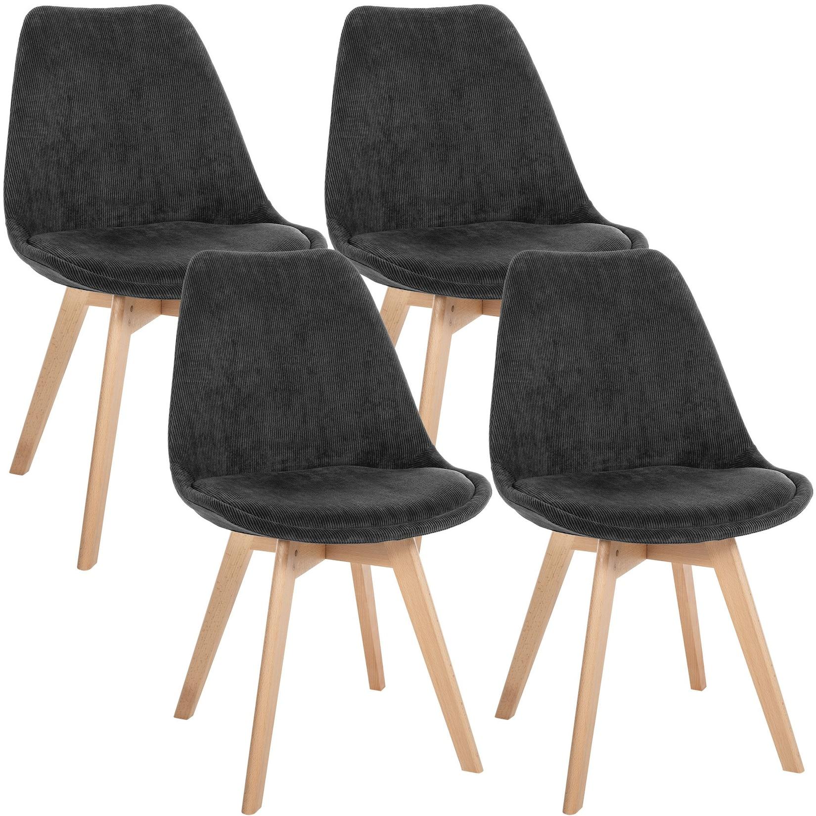 CLP 4er Set Stuhl Linares Cord - Farbe: anthrazit, Material: Cord