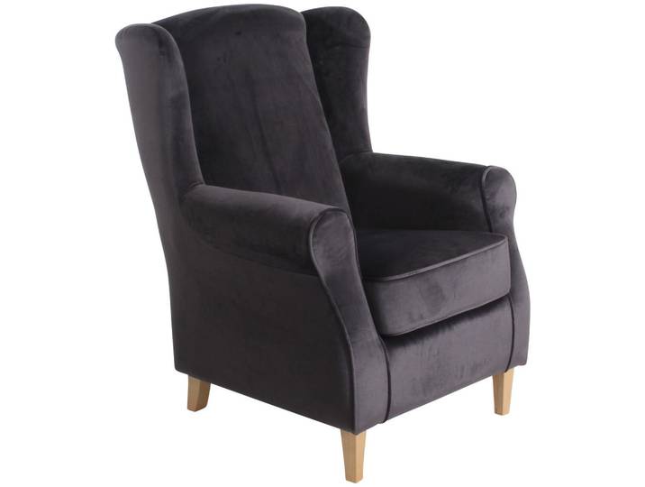 Max Winzer Ohrensessel, Anthrazit, Holz, Buche, 77x103x86 cm, Goldenes M, Made in Europe, Wohnzimmer, Sessel, Sessel
