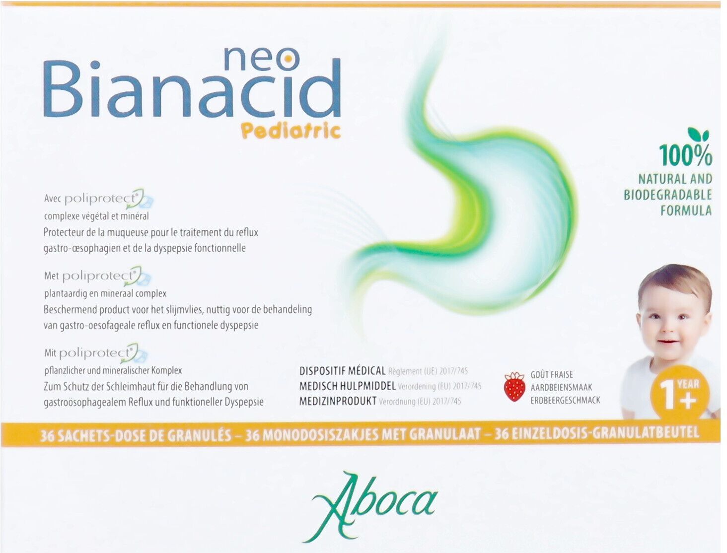 Aboca Neobianacid Pediatric 36 Sachets Granules 775 mg
