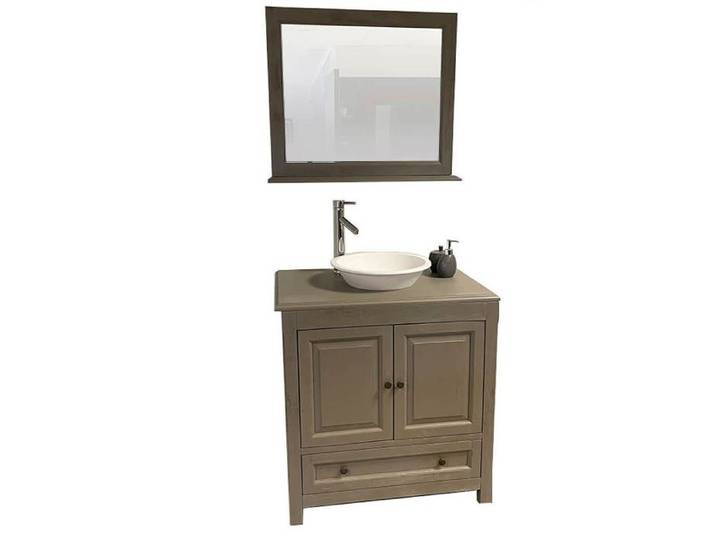 Ensemble meuble salle de bain moderne 80 cm + miroir gris - Boho