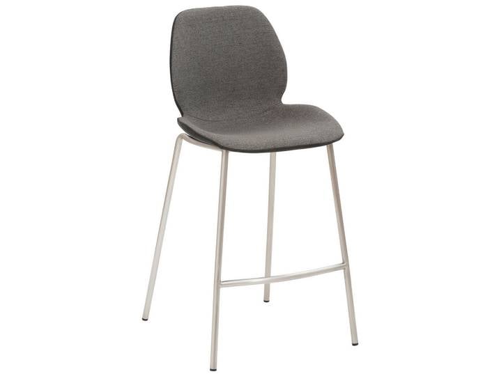 Novel Barhocker, Anthrazit, Edelstahl, Metall, Rundrohr, 49x97x53 cm, Esszimmer, Barmöbel, Barhocker