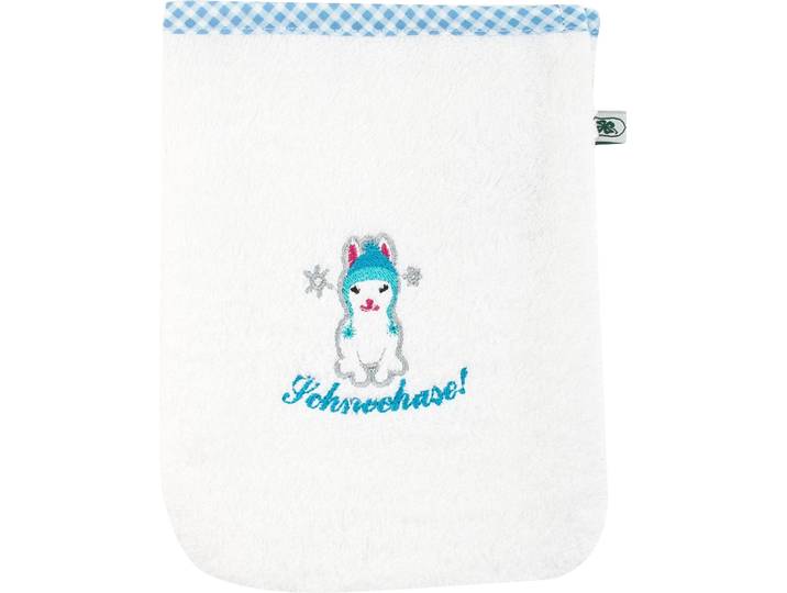 Waschlappen ADELHEID Schneehase Waschlappen , weiss (weiß), B:16cm L:21cm, Frottee, Handtücher, Waschlappen, mit Paspel und Stickerei