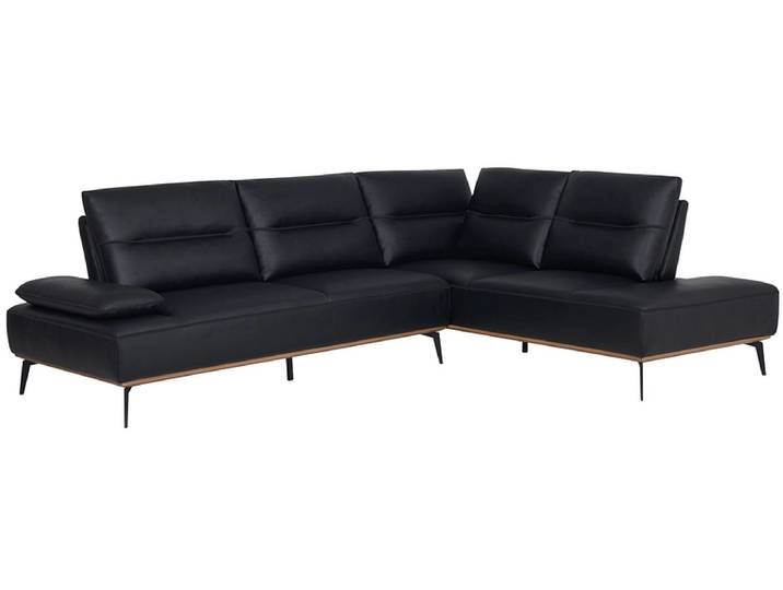 Ecksofa PALERMO Echtleder schwarz