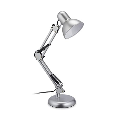 Relaxdays Retro Bureaulamp van Metaal, Verstelbaar, Zilver