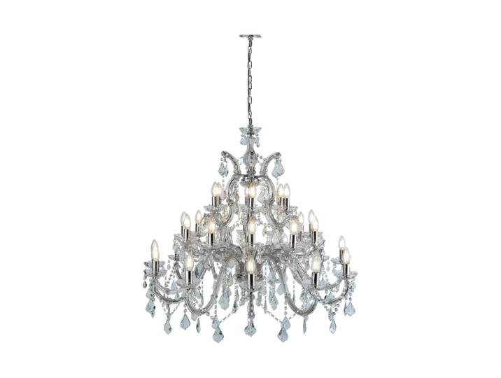 Klassischer, dimmbarer XL Kronleuchter „Marie Therese 30-flammig Transparent, Gold Searchlight
